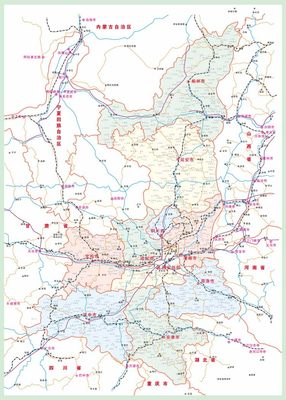 陕西省地图CDR矢量素材 简单分区地图模板图 非实物地图 设计素材