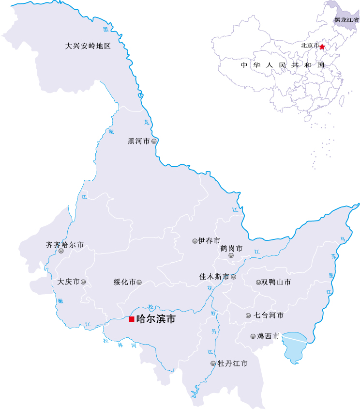 黑龙江省地图eps矢量素材 分区地图简单地图 非实物地图 设计素材