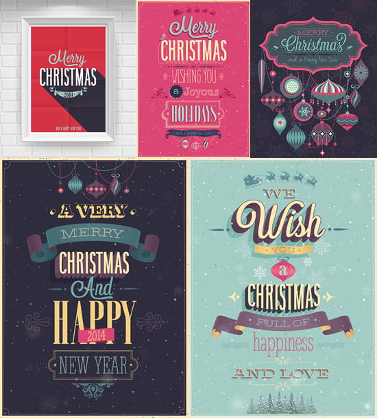 圣诞节复古海报ai矢量素材 圣诞节海报设计模板素材 设计素材