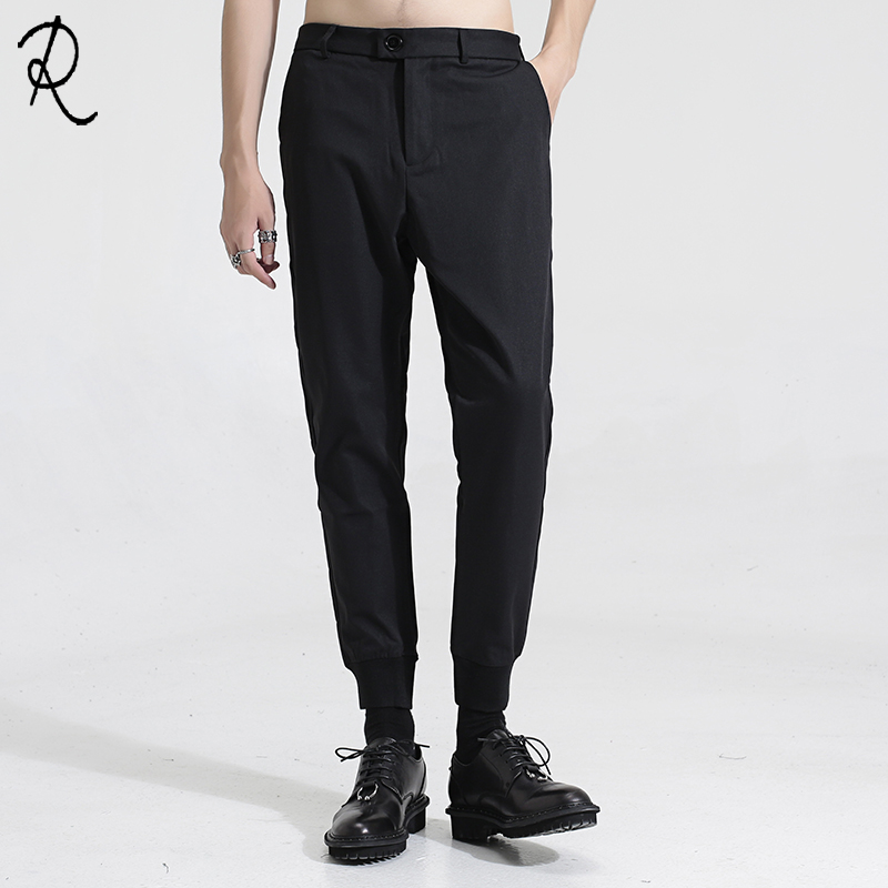 潮男秋装新款原创英伦风休闲百搭锥形裤修身九分裤小脚西裤男裤子