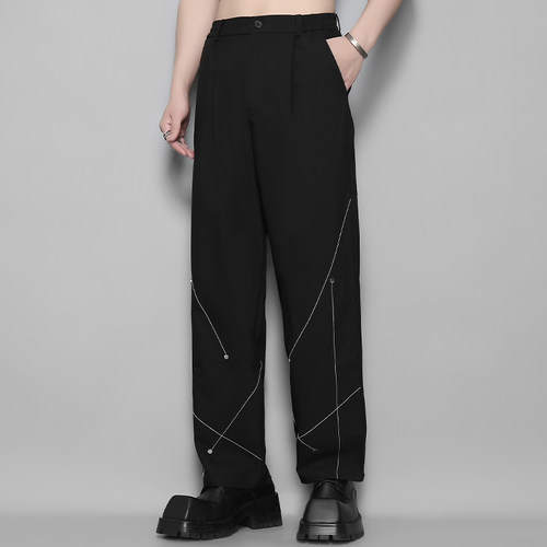 不规则线条设计感休闲西裤男裤子