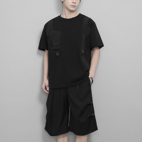 机能重磅口袋拼接设计感短袖t恤