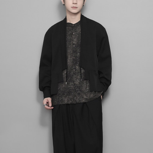 艺术假两件拼接小众设计感衬衫男