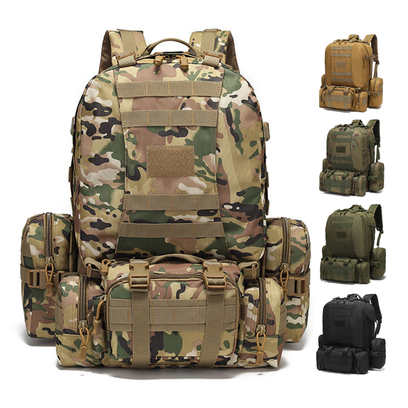 户外运动登山包军迷彩战术组合双肩包男女大容量徒步野营旅游背包
