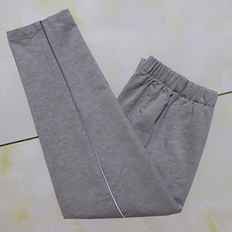 定制中小学生校服裤子灰色细边反光条杠春秋男女运动裤直筒裤长裤
