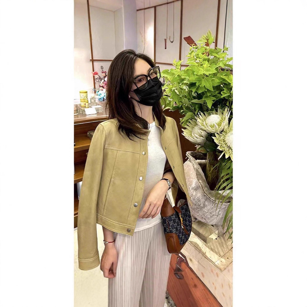 普洛克正品款真皮绵羊皮皮衣外套女短款小个子皮夹克上衣休闲百搭