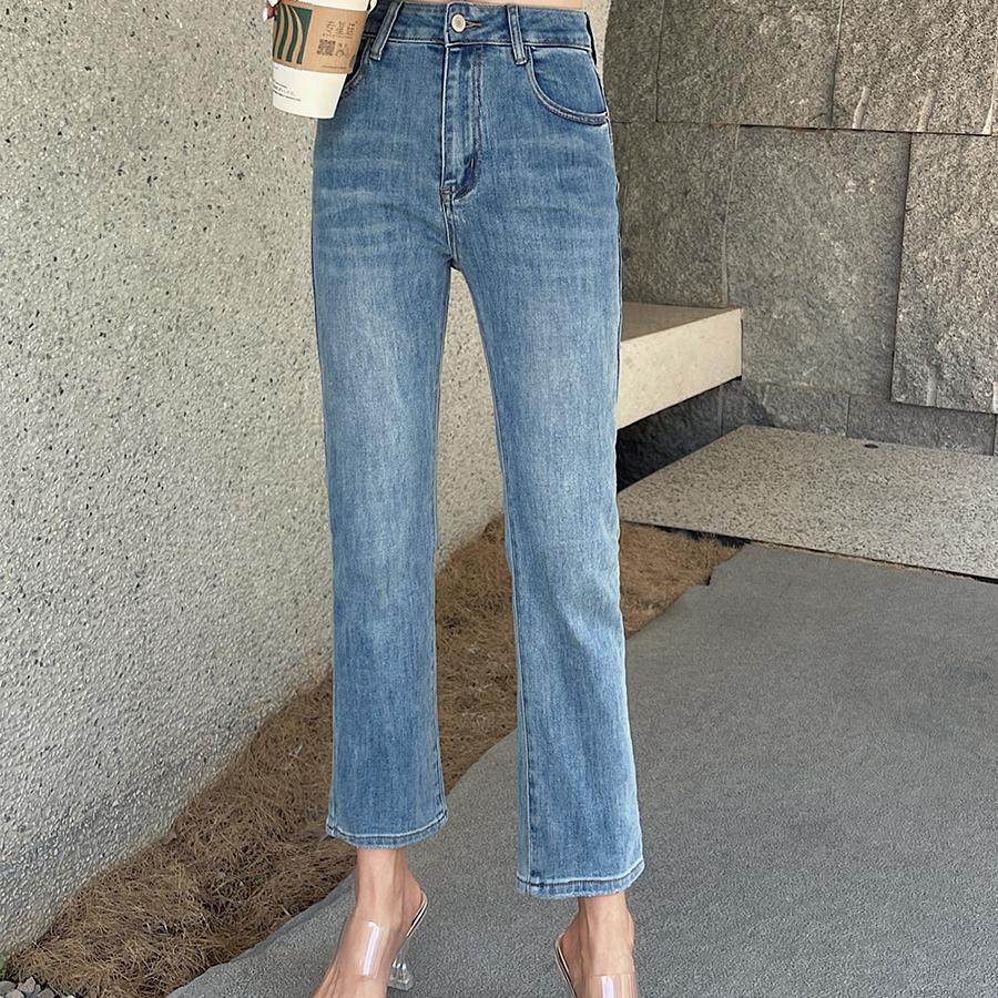 普洛克正品年春夏溥款小直筒烟管牛仔九分裤窄版显瘦直供高腰显瘦