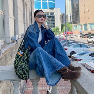 普洛克正品【可可外景套装】年秋冬季新款老钱风复古宽松牛仔套装