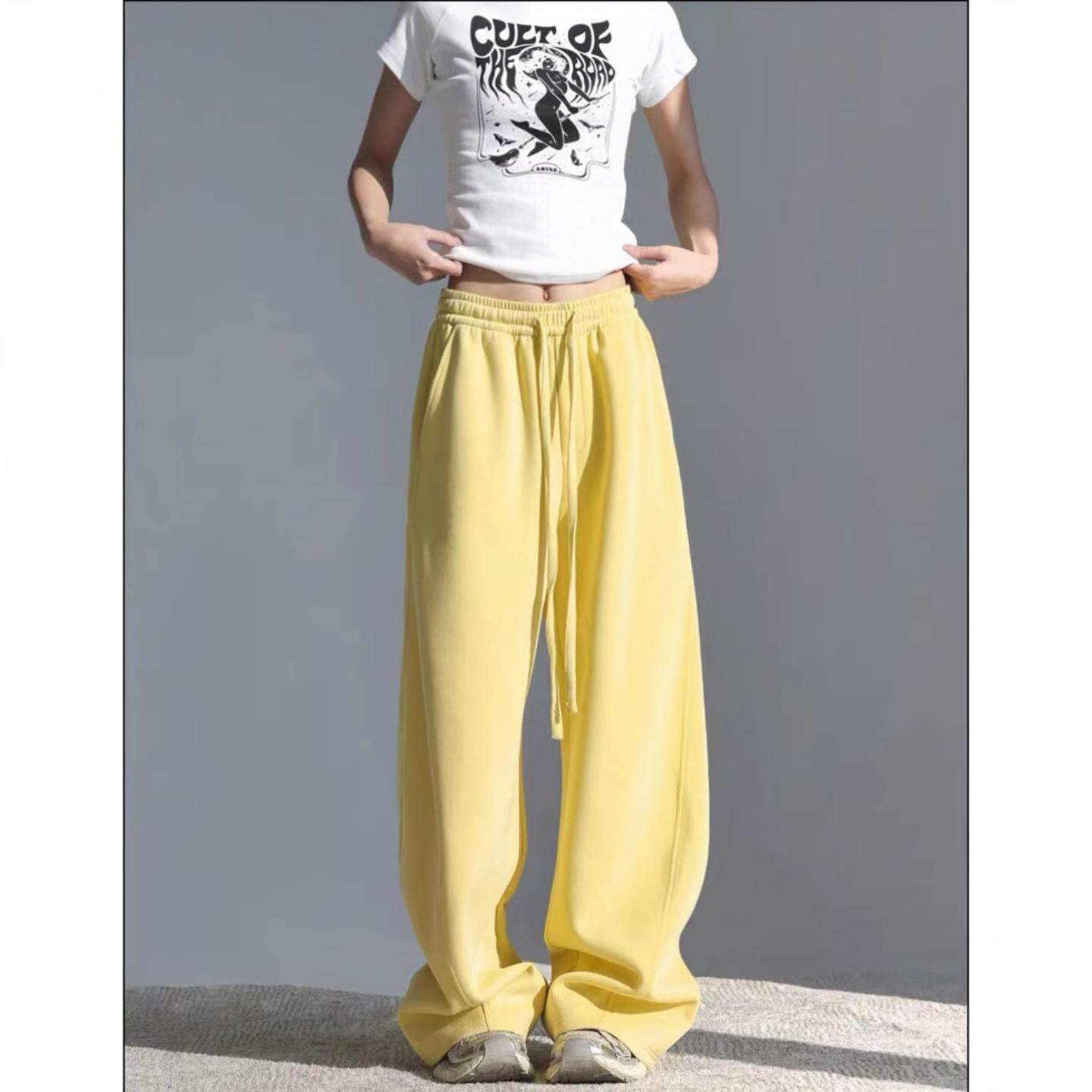 普洛克正品 风运动裤男女直筒休闲裤子宽松慵懒风卫裤阔腿弯刀裤