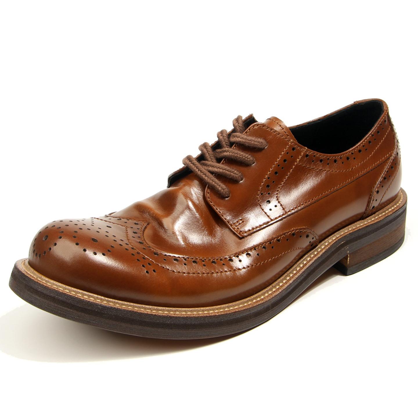 普洛克正品马臀皮布雕花德比鞋高端意式手工皮鞋真皮商务男鞋婚鞋