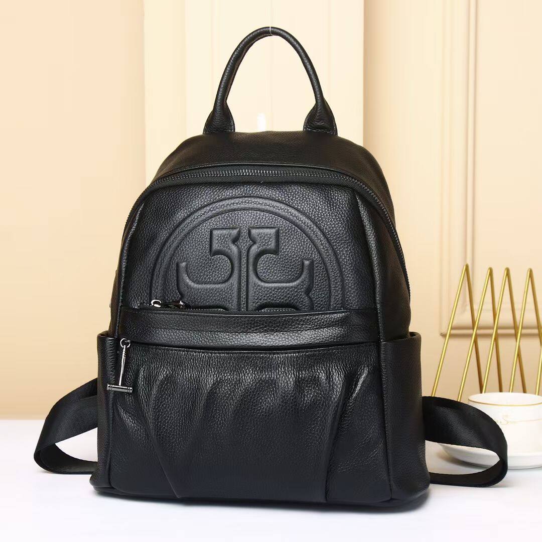 普洛克正品层牛皮压花双肩包女新款真皮女包休闲百搭女士背包潮流