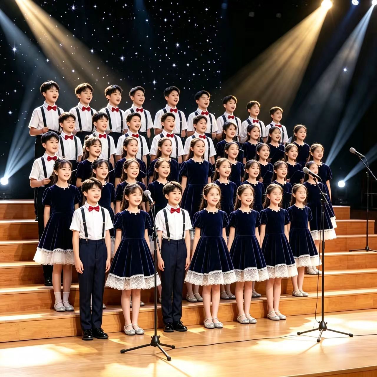 男女童中小学生红歌合唱演出服图片