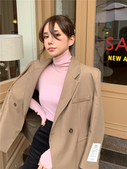 Real shot real price versatile slim fitting high collar knit bottoming shirt with long sleeve top