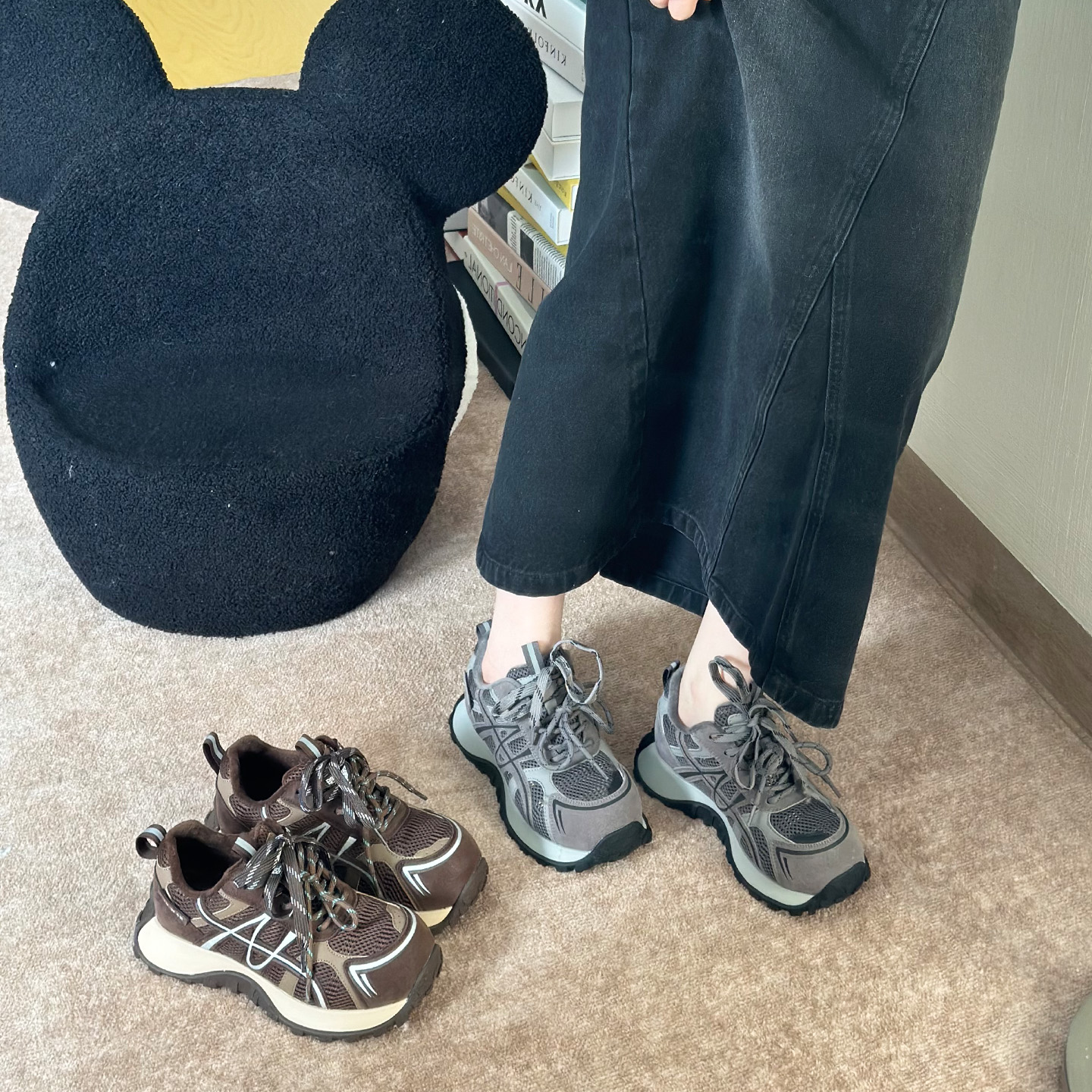 2025秋冬加绒老爹鞋女厚底增高休闲鞋百搭炸街复古运动鞋冬季缓震