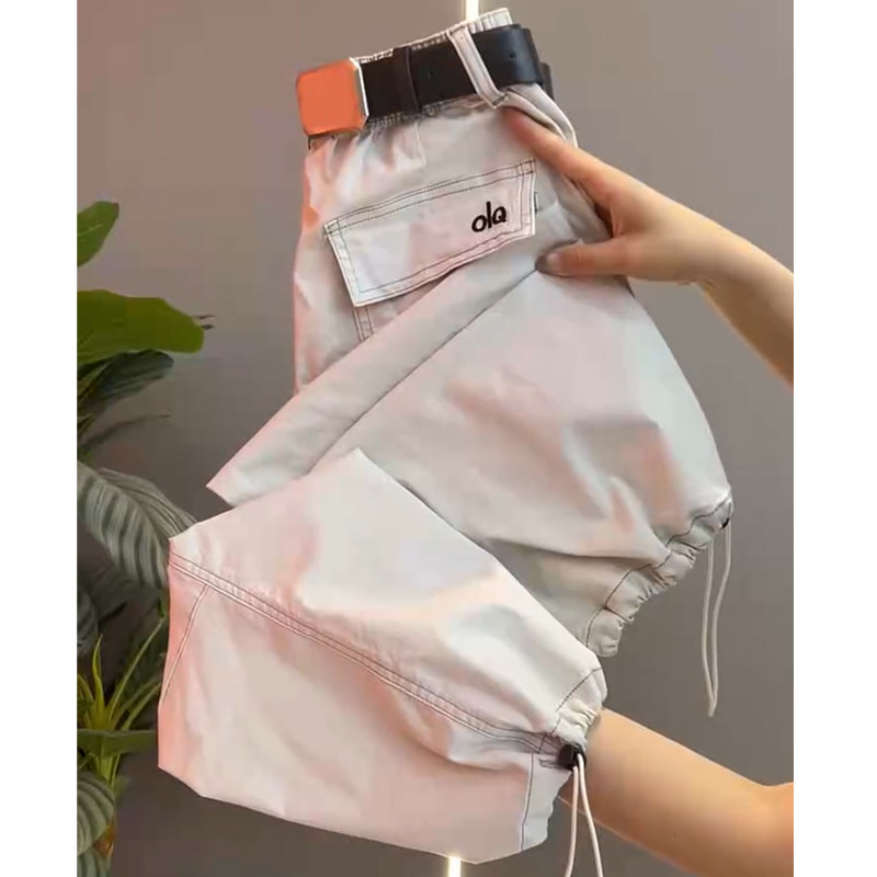 薄款纯棉九分裤女夏季新款宽松时尚束脚哈伦裤高腰显瘦休闲运动裤