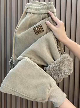 羊羔毛加绒加厚休闲裤女冬季新款