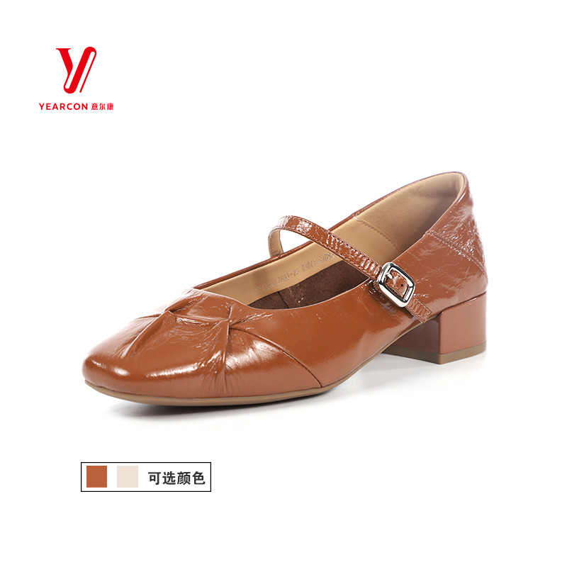 意尔康感一字新款玛丽真皮女鞋女带2025秋季珍鞋设计5551GA30789Y
