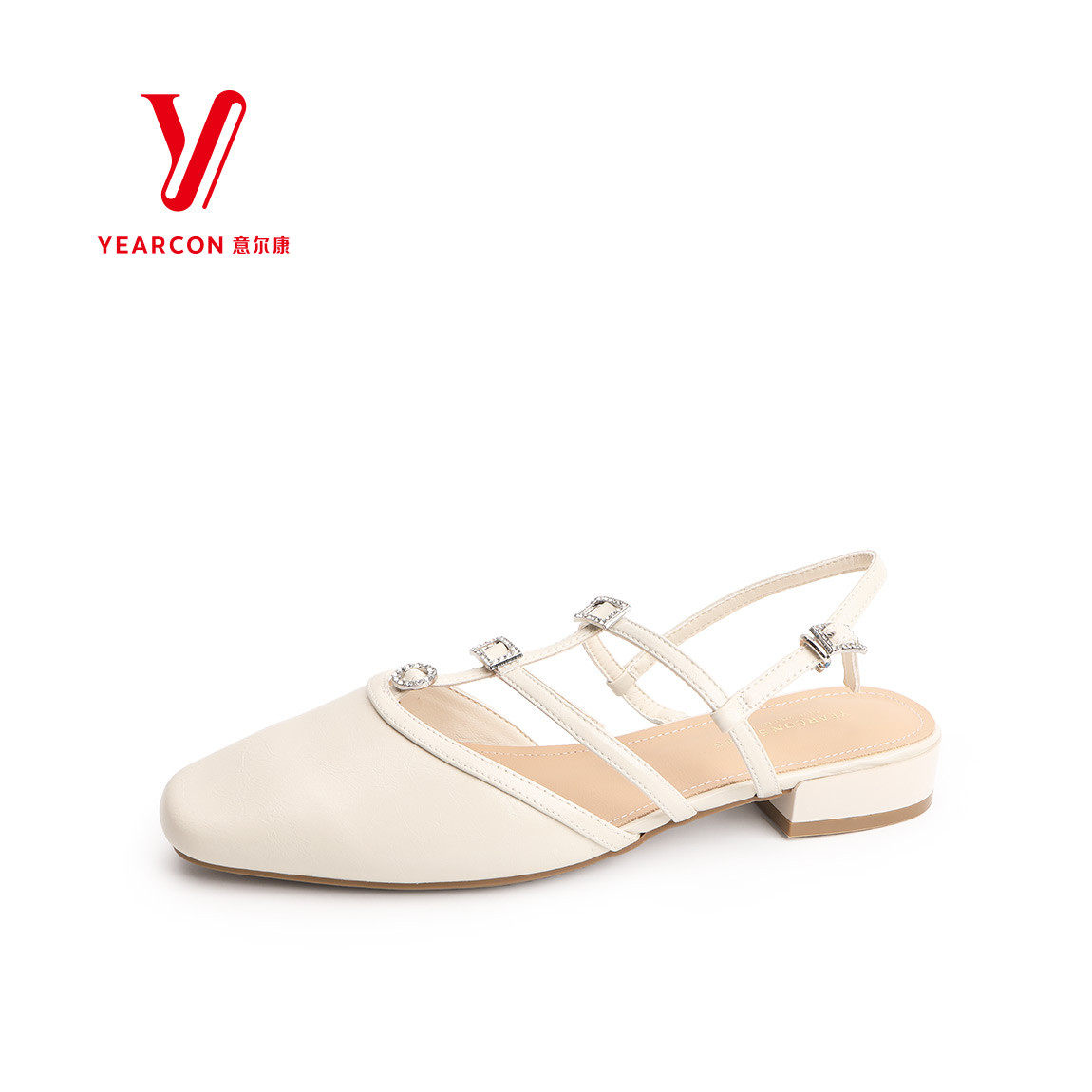 意尔康女鞋2025新款夏季温柔风配裙子一字带粗跟凉鞋5251AR09028U