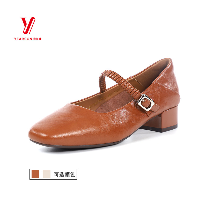 意尔康玛丽带5551GA30788Y跟粗单鞋珍鞋秋季新款真皮一字2025女鞋