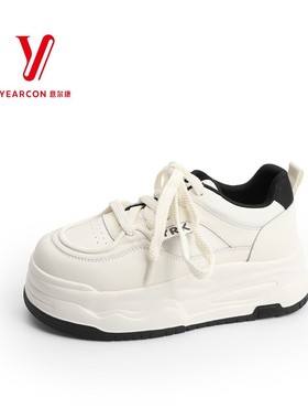 意尔康女鞋2025秋季新款真皮厚底百搭运动板鞋小白鞋5571ZD48950Y