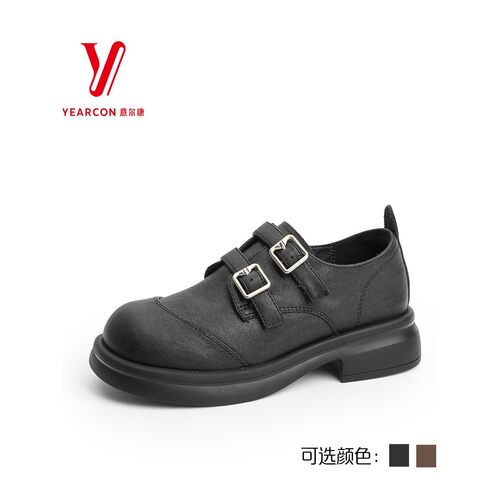 意尔康女鞋2025年秋季新款真皮英伦风复古圆头乐福鞋5562GD31069Y