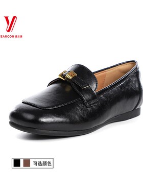 意尔康2025乐福鞋女鞋小风平底皮鞋英伦5563GB30966Y新款秋季休闲