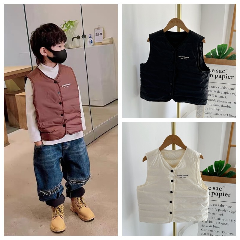 唐家冬装男童轻薄羽绒马甲女童保暖白鸭绒内搭内胆背心2271