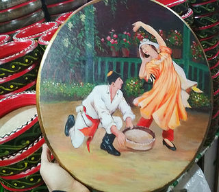 新疆维吾尔族手工彩绘伴奏乐器手鼓礼品35厘米包邮