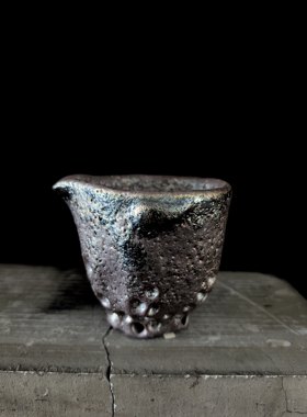 云南建水紫陶公道杯厂家直销 肖春魁浪鬼柴烧 无相柴烧无柄公道杯