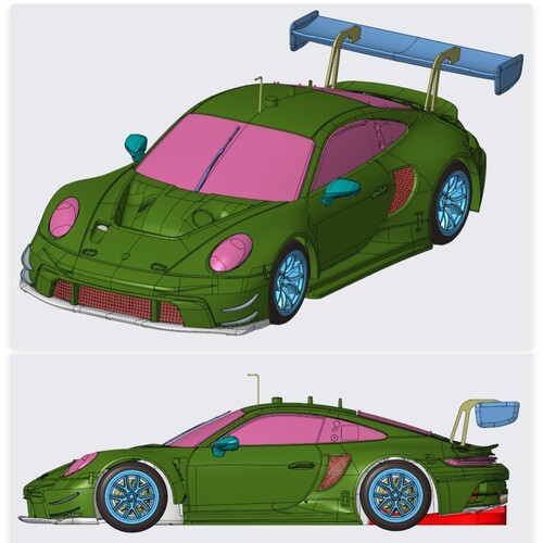 build drive 1:64 保时捷 911 gt3 rs 合金汽车模型 拼装 手工
