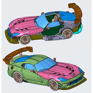 build drive 1:64 道奇蝰蛇 ACR 合金汽车模型 拼装 手工