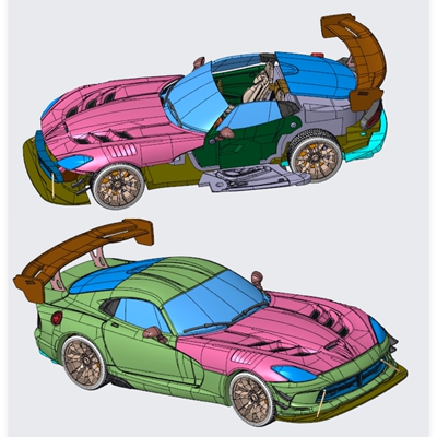 build drive 1:64 道奇蝰蛇 ACR 合金汽车模型 拼装 手工