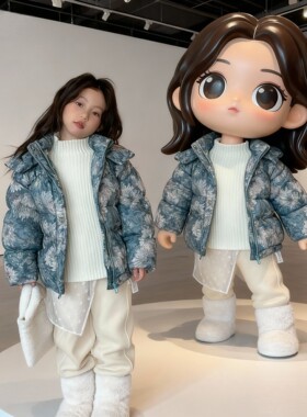 2783女童羽绒服秋冬新款儿童加厚保暖外套中大童面包服卫裤2672