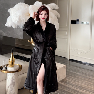 燙鉆黑色貴婦高級(jí)感秋冬加厚加絨酒店式 DIMDEVL汀黛 睡袍浴袍輕奢