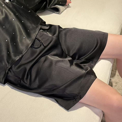 双面缎纯色仿真丝男士短裤睡裤