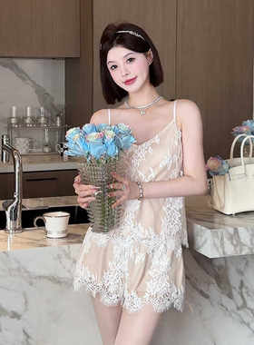 伊丽莎白吊带短裤套装家居服