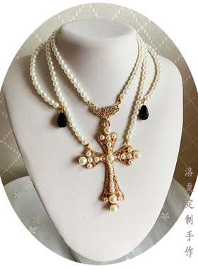 洛丽塔哥特风多层欧式复古锁骨链