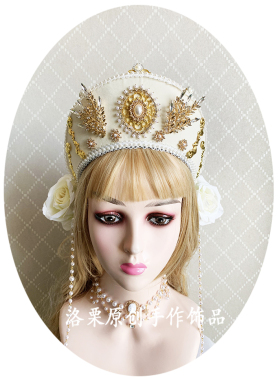 复古华丽风水晶宝石花嫁发冠