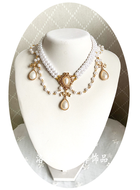 洛丽塔珍珠项链洛可可吊坠锁骨链