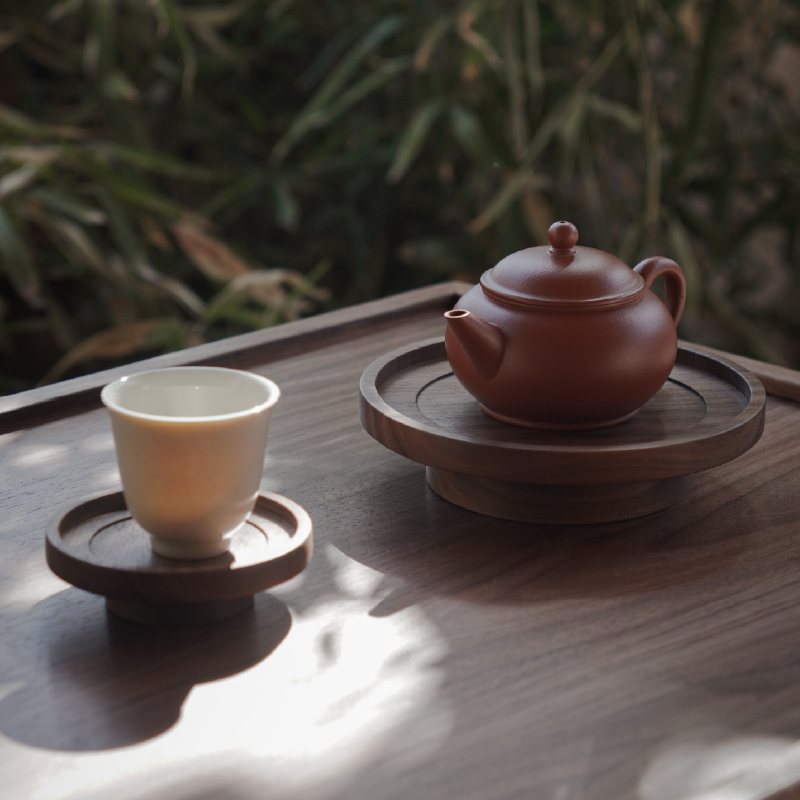 九间房黑胡桃木壶承杯承实木紫砂壶隔热杯垫干泡台茶托盘泡茶台