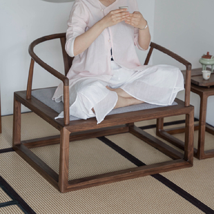 九间房新中式 禅椅 禅修椅冥想参禅圈椅黑胡桃实木盘腿打坐明式