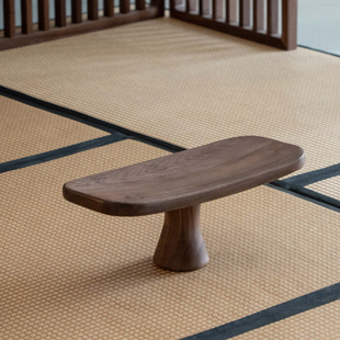 新中式禅意实木支踵北美黑胡桃木榻榻米阳台客厅茶室席地跪坐凳