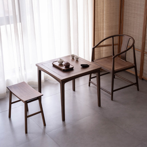 九间房黑胡桃木四方桌