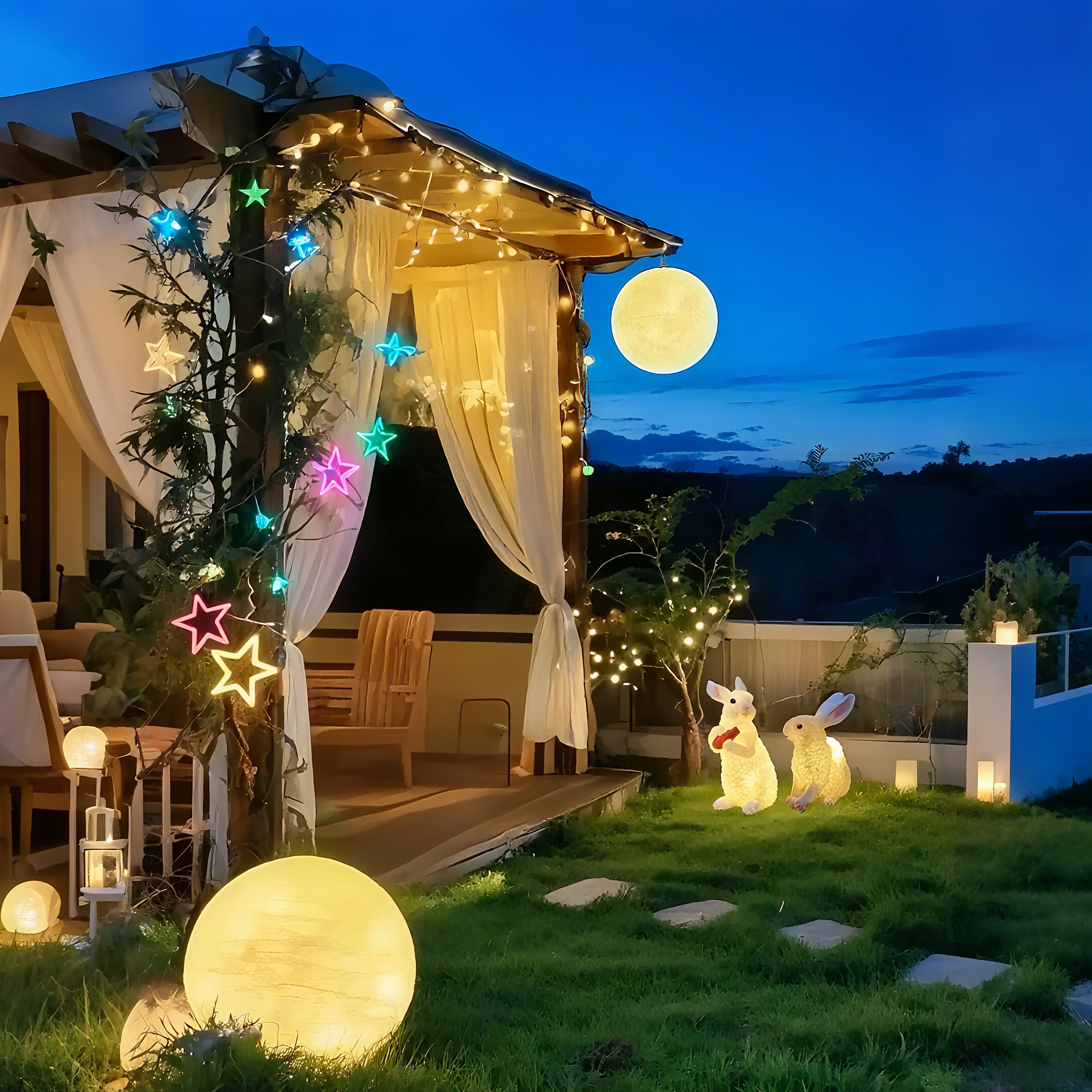 太阳能灯庭院花园户外月亮月球灯