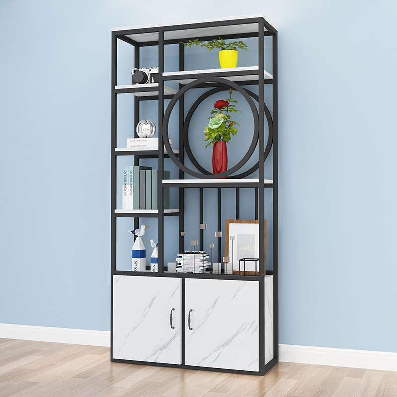 客厅铁艺隔断置物架简约现代装饰架多层镂空收纳书架屏风玄关柜子