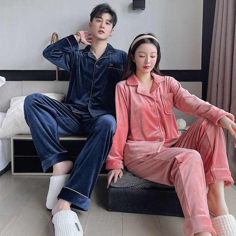 牛奶绒睡衣女2026年新款秋冬款珊瑚绒海岛绒薄绒情侣套装大码男士