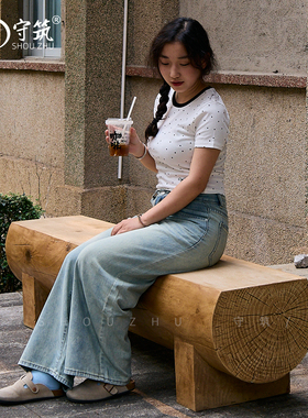 户外长条凳子公园椅广场室外休息长椅商场休息换鞋凳庭院实木长凳