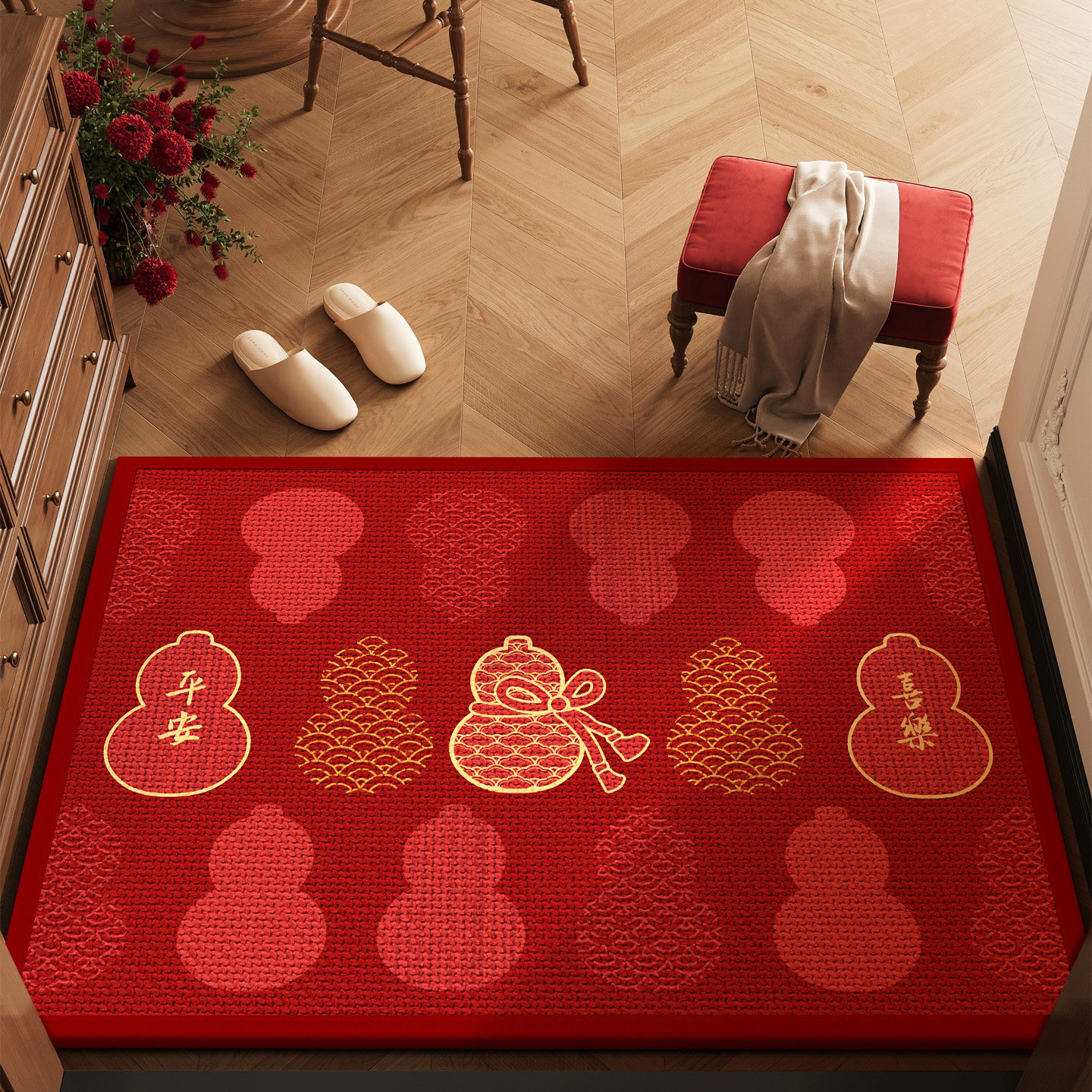 2026马年新款入户门地垫红色门垫高级乔迁门口脚垫免洗地毯可裁剪,居家布艺,入户地垫,淘宝优惠券,粉丝福利购,淘宝优惠卷