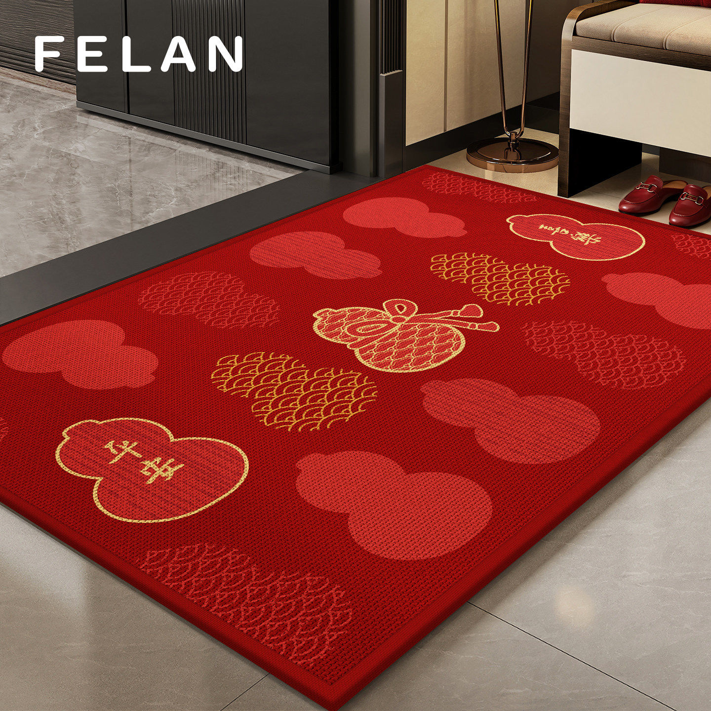 2026新款高级入户门地垫红色门垫门口乔迁脚垫喜庆地毯免洗可裁剪,居家布艺,入户地垫,淘宝优惠券,粉丝福利购,淘宝优惠卷