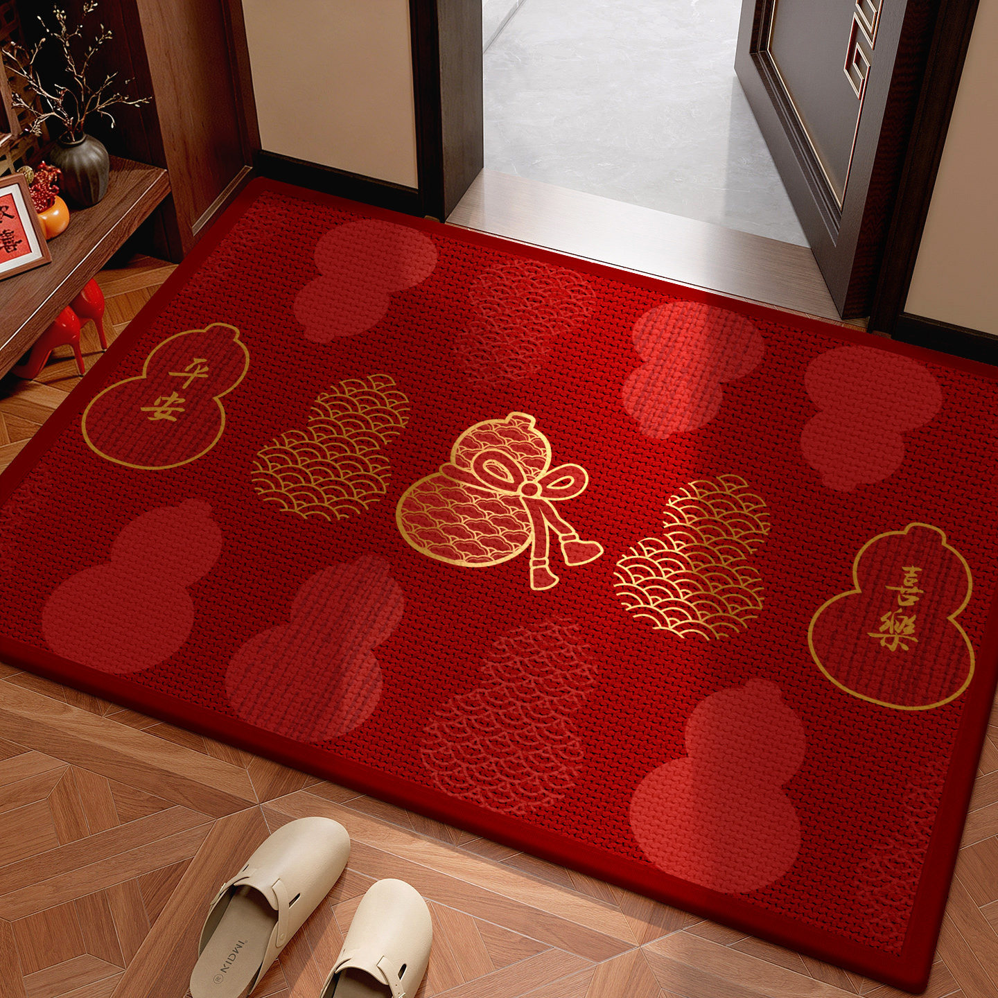 马年红色入户门地垫2026新款高级防滑除尘耐磨脚垫玄关大门口地毯,居家布艺,入户地垫,淘宝优惠券,粉丝福利购,淘宝优惠卷